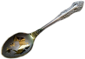 Ложка чайная  ОВЕН   "Тройка" худ.росп. золот.