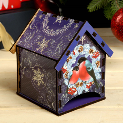 Домик чайный  "Снегири" 10.5х9.5х12см