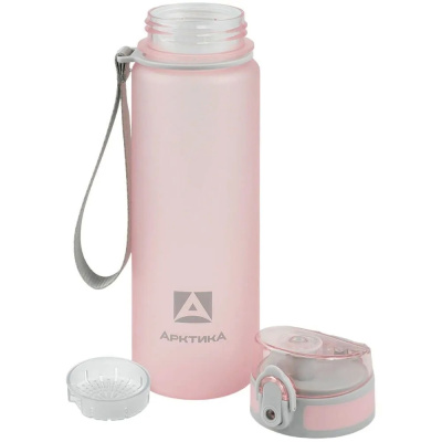 Бутылка тритановая 500мл розовая матовая с ситечком