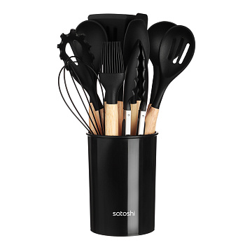 Набор кухонных принадлежностей 11шт. в подставке черный