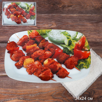 Блюдо прямоугольное глубокое 34х24см "Шашлык"