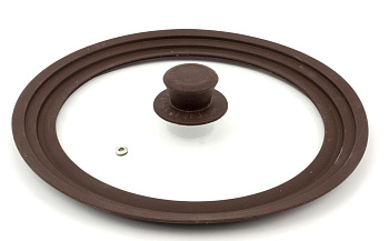 Крышка стеклян силикон. обод 3размера 18-20-22см коричневая Крышка стеклян силикон. обод 3размера 18-20-22см коричневая