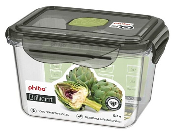 Контейнер герметичный с клапаном "Brilliant" тритан прямоугольный 0.7л