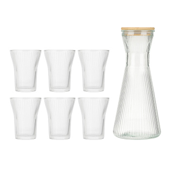 Набор 7пр. кувшин 1.8л 6 стаканов 200мл  стекло бамбук