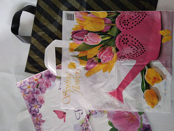 Пакет майка с петлевой ручкой с рис. 41*38см