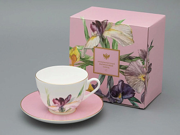 Набор подарочный чашка с блюдцем пара чайная 250мл "Роузи розовый"  ф.Весенняя-2  под.уп.