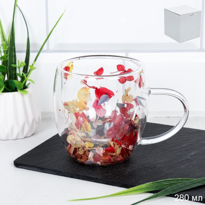 Кружка 280мл двойное дно Сухоцветы