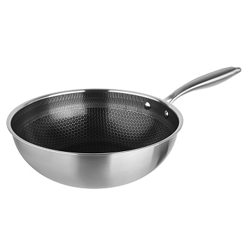 Сковорода вок Савона Triply 3-х слойный 28см антипригарное покрытие  "соты" индукция