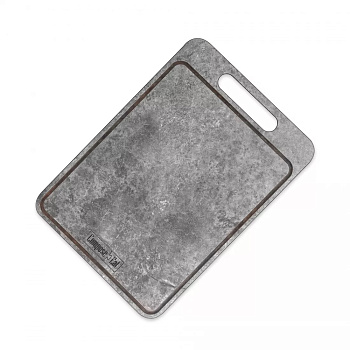Доска разделочная с желобом 29x20см мрамор серый