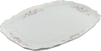 Поднос 40см "Бледные розы, отводка платина"