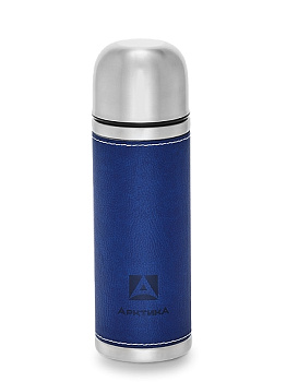 Термос  в кожаной оплетке 500мл синий 25ч