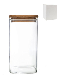 Банка квадратная бамбуковая крышка 700мл 8*15.5см