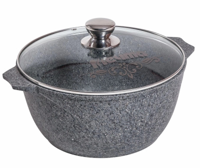 Кастрюля 25.5см 4л Premium grey  стекл. крышка