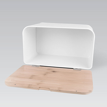 Хлебница  белая 35*21*21см металл + дерево