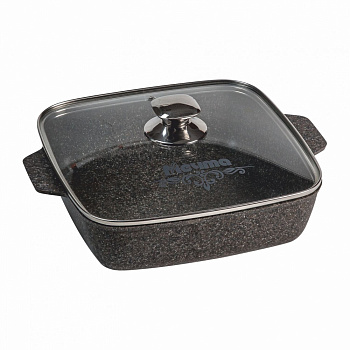 Жаровня квадратная 26*26см 3.5л Premium mokko стекл. крышка