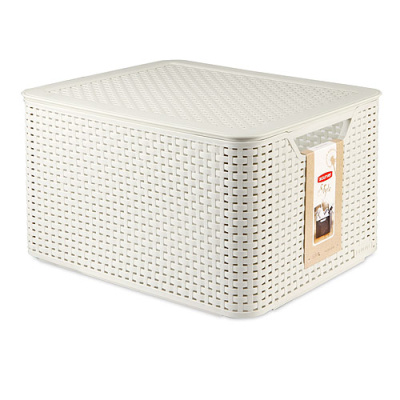 Корзина 44*33*24cм с крышкой для хранения кремовая