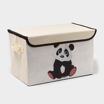 Короб стеллажный для хранения с крышкой «Малыш панда» 38х25х24см флизелин