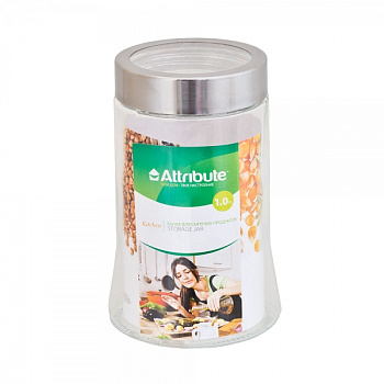 Банка стеклянная с прозрачной крышкой 1000мл