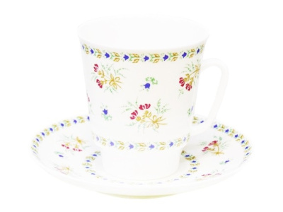 Чашка с блюдцем  "Голубые колокольчики с отв."  ф. Майская 160мл кост. фарфор