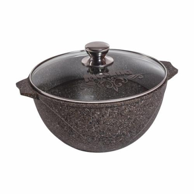 Казан для плова 26см 4л Premium mokko  стекл. крышка