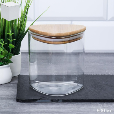 Банка треугольник бамбуковая крышка 500мл