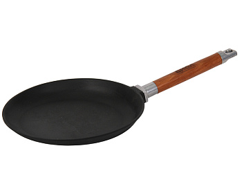 Сковорода чугунная блинная 24см  со съемной ручкой без крышки с ровным бортом