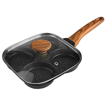 Сковорода 18.5см для оладий Nordic Stone с крышкой антипригарное покрытие