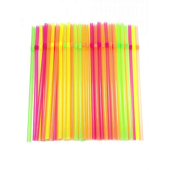 Трубочки для коктейля с гофрой неоновые 100шт. 5*210мм