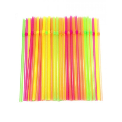 Трубочки для коктейля с гофрой неоновые 100шт. 5*210мм
