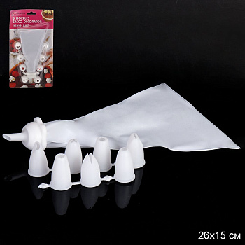 Насадки кондитерские  пластик 8шт с мешком и адаптером  насадка для эклеров в комплекте