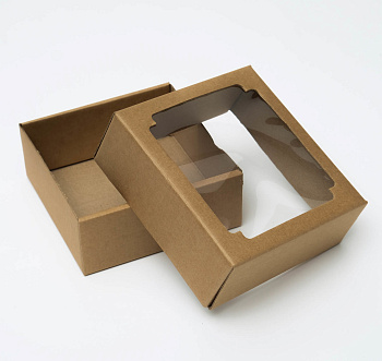 Коробка сборная с окном 14.5*14.5*6см картон