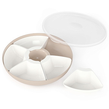 Менажница "Оазис" 2.2л 295*285*60мм 5 секций 265мл 155*105*50мм с крышкой