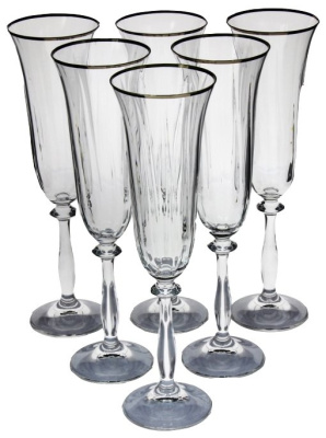 Набор бокалов для шамп. 6шт. АНЖЕЛА 190мл отводка платина