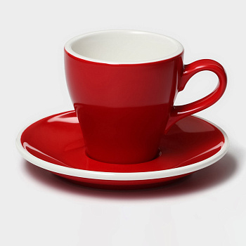 Пара Coffee time 180мл фарфор  красная