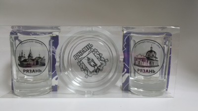 Набор 2 стопки + пепельница мал. "Рязань"
