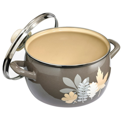 Кастрюля эмал. со стекл. крышкой "Осенняя соната" 7.9л