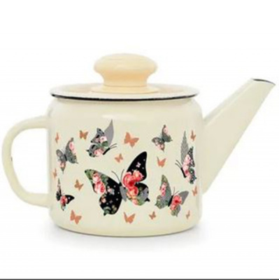 Чайник эмал.  1л "Бабочки"