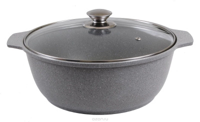 Кастрюля-Жаровня 3л "Светлый мрамор" с антипр.покр., стекл.крышка