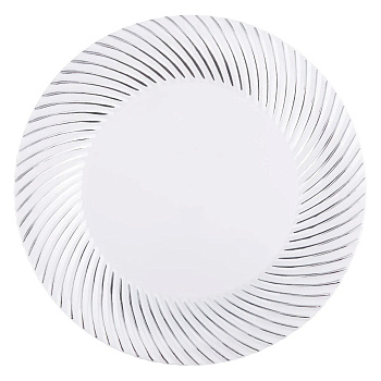 Тарелка пластиковая белая "Серебряная волна" 23см