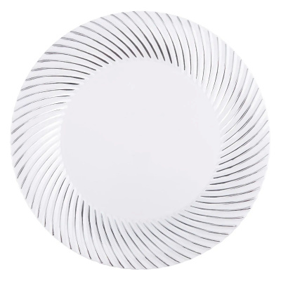 Тарелка пластиковая белая "Серебряная волна" 23см