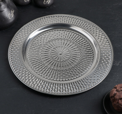 Поднос из нержавеющей стали «Ярил» d30см цвет серебряный