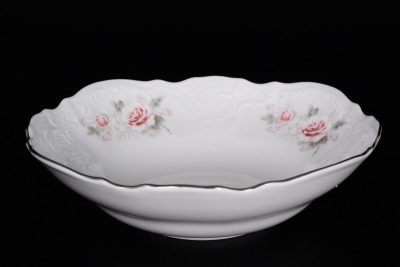 Салатник 19см "Бледные розы, отводка платина"