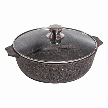 Жаровня 28см 4л Premium mokko стекл. крышка