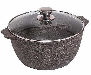 Кастрюля 25.5см 4л Premium mokko  стекл. крышка