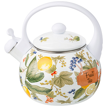 Чайник эмалированный со свистком "Фруктовая корзина" 2.2л индукционное дно Чайник эмалированный со свистком "Фруктовая корзина" 2.2л индукционное дно