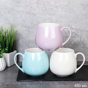 Кружка 450мл "Классика Бочонок  Пастель Перламутр" микс