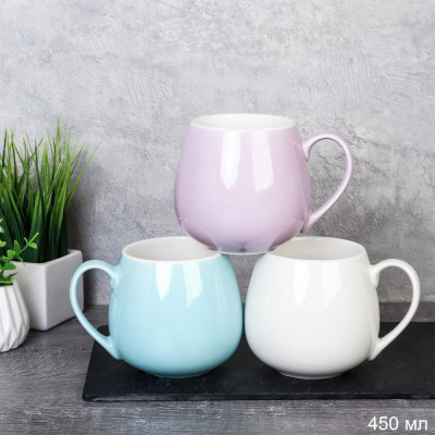 Кружка 450мл "Классика Бочонок  Пастель Перламутр" микс