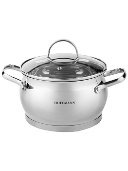 Кастрюля нерж.  2.9л 18см стекл.крышка