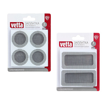 Заплатка для ремонта москитной сетки, 4х8,3см х 4шт / d4см*8шт, стекловолокно