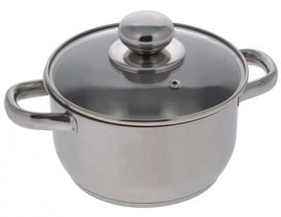 Кастрюля 1.5л "Славяна" объемн.ручки, стекл. крышка